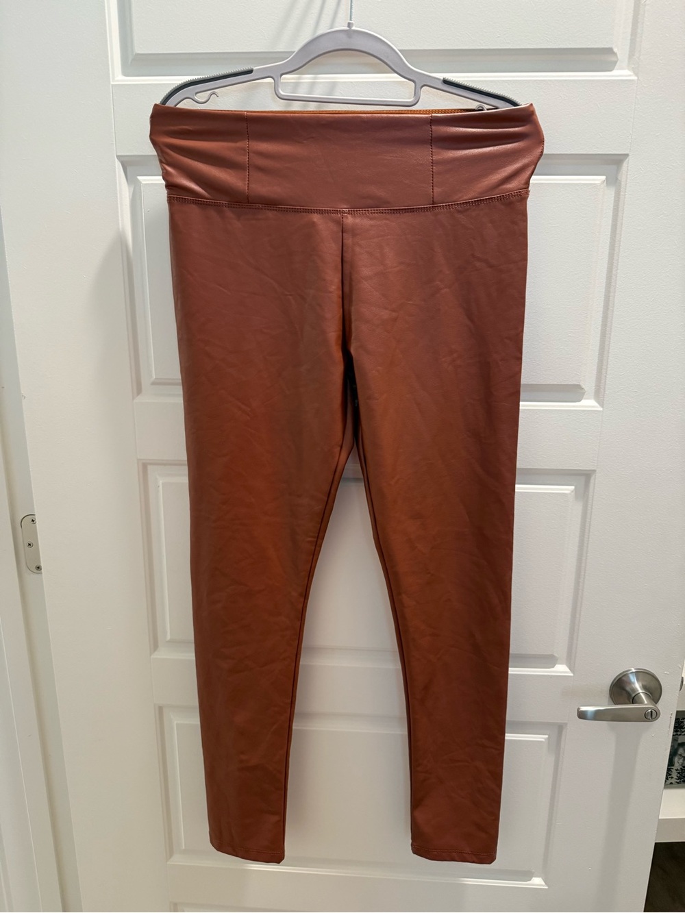 Shinestar Burnt Orange Faux Leather Skirt